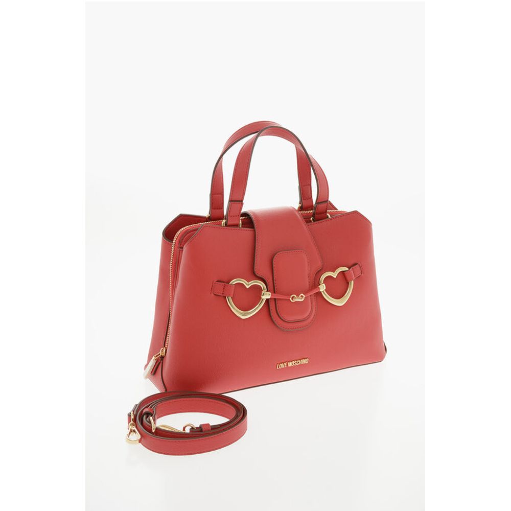 LOVE Textured Faux Leather Tote Bag with Golden Front Clamp