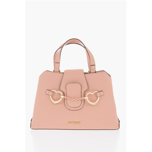 LOVE Textured Faux Leather Tote Bag with Maxi Golden Heart C