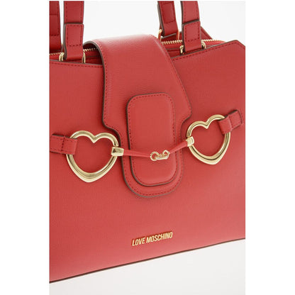 LOVE Textured Faux Leather Tote Bag with Golden Front Clamp