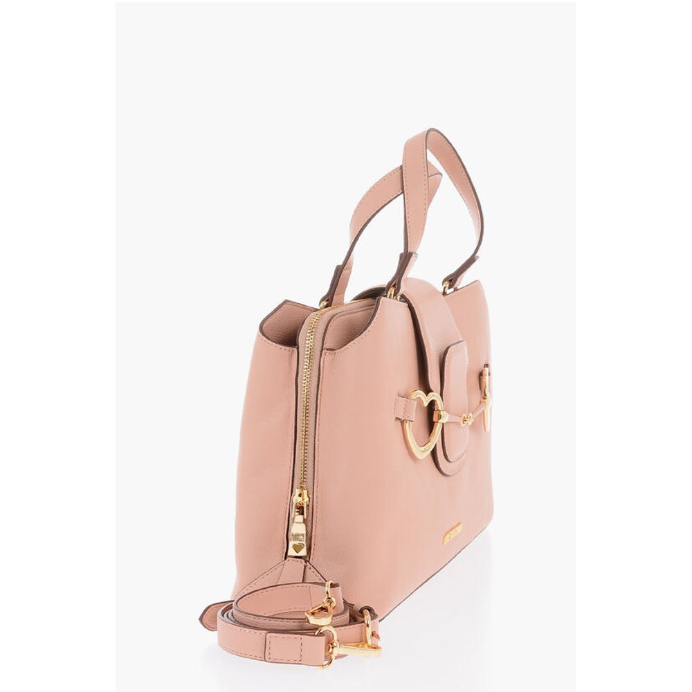 LOVE Textured Faux Leather Tote Bag with Maxi Golden Heart C