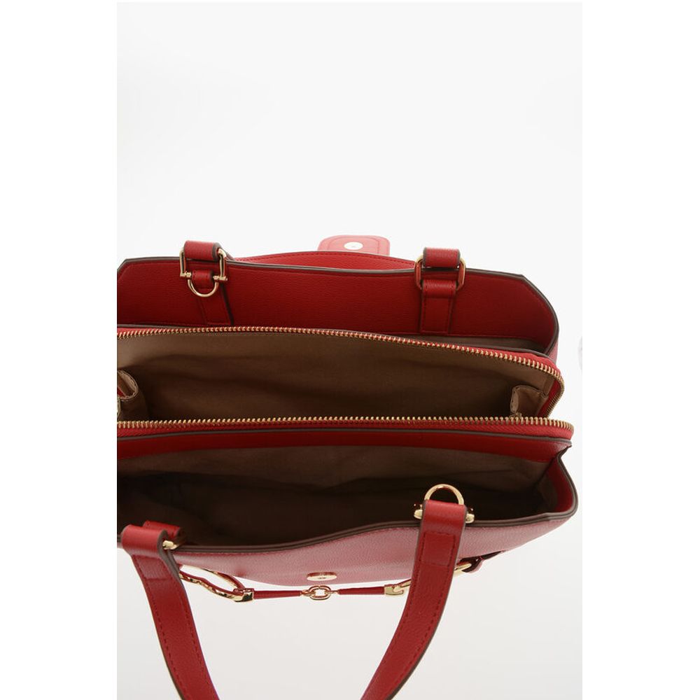 LOVE Textured Faux Leather Tote Bag with Golden Front Clamp