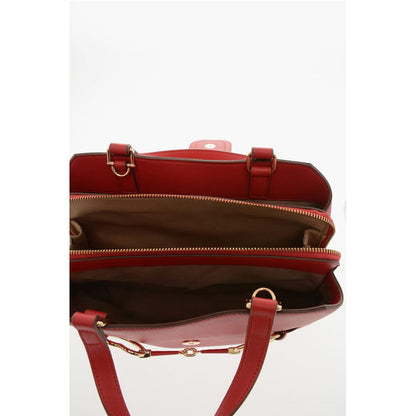 LOVE Textured Faux Leather Tote Bag with Golden Front Clamp