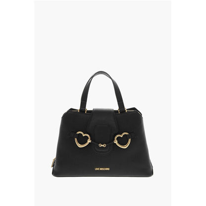 LOVE Textured Faux Leather Tote Bag with Golden Front Clamp