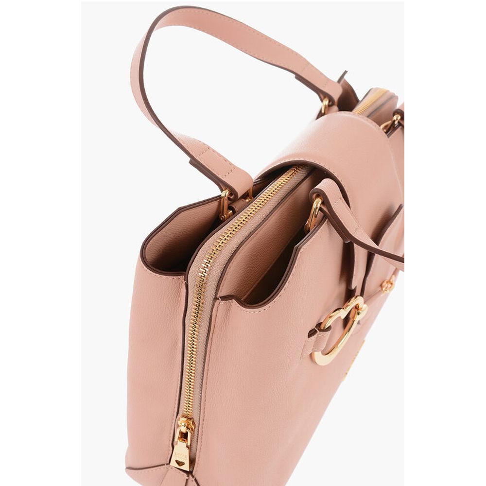 LOVE Textured Faux Leather Tote Bag with Maxi Golden Heart C