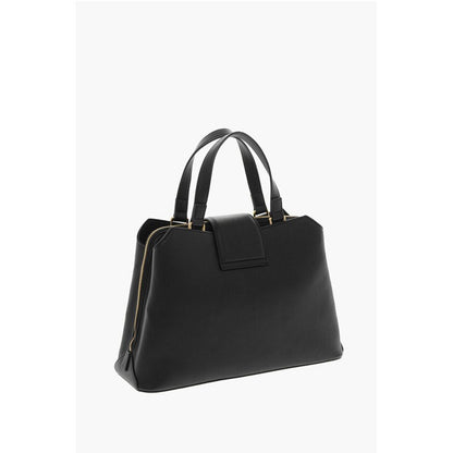 LOVE Textured Faux Leather Tote Bag with Golden Front Clamp