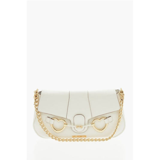 LOVE Textured Faux Leather Shoulder Bag with Clamp Front