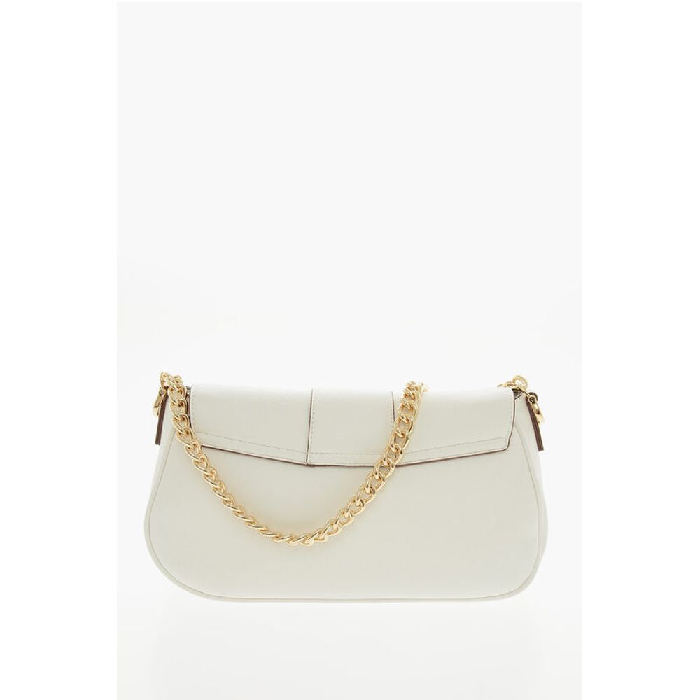LOVE Textured Faux Leather Shoulder Bag with Clamp Front