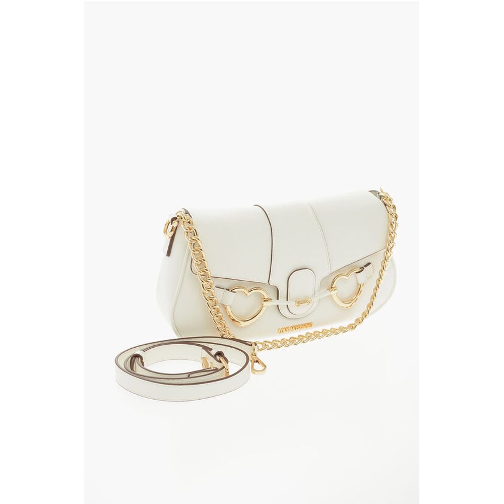 LOVE Textured Faux Leather Shoulder Bag with Clamp Front