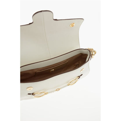 LOVE Textured Faux Leather Shoulder Bag with Clamp Front