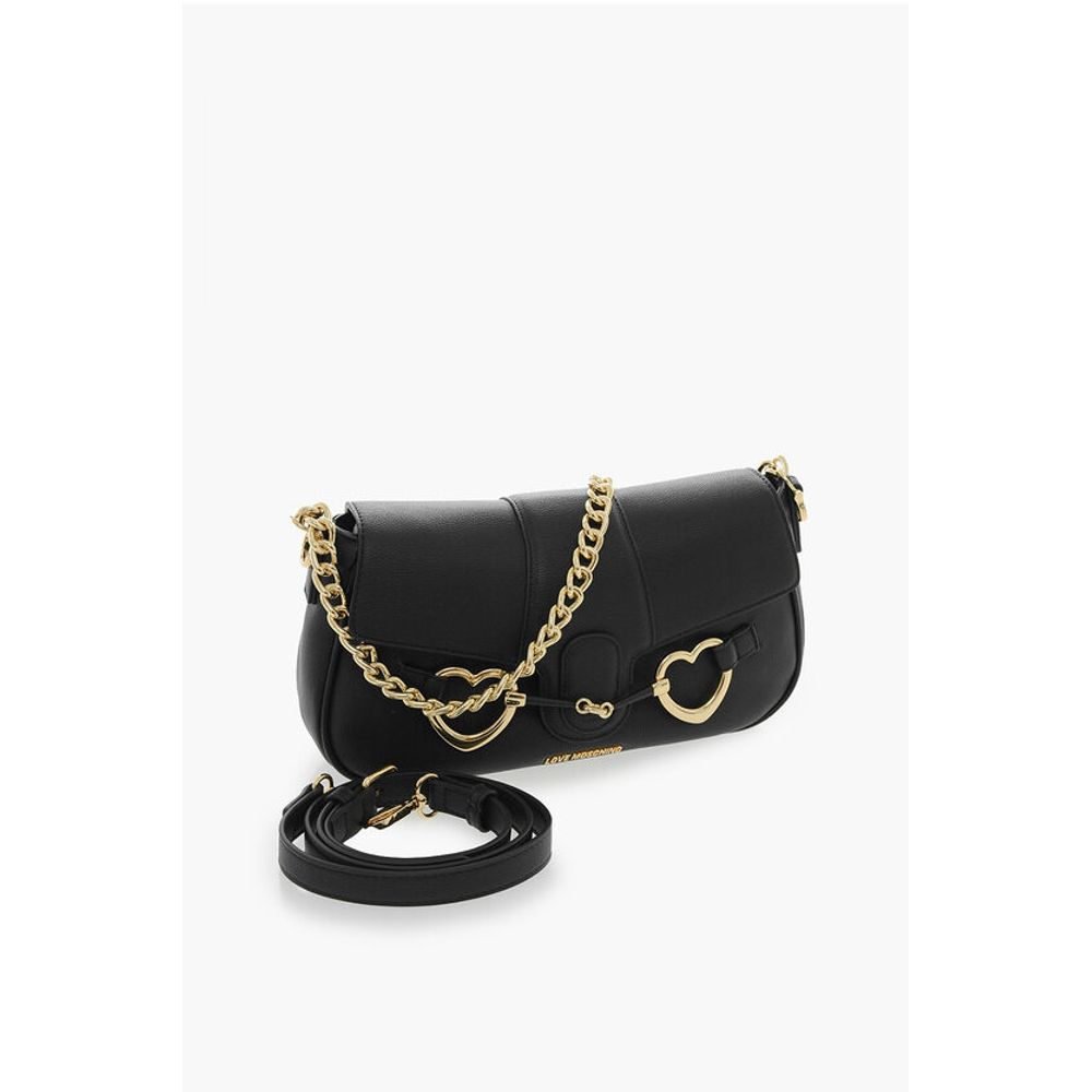 LOVE Faux Leather Shoulder Bag with Golden Chain