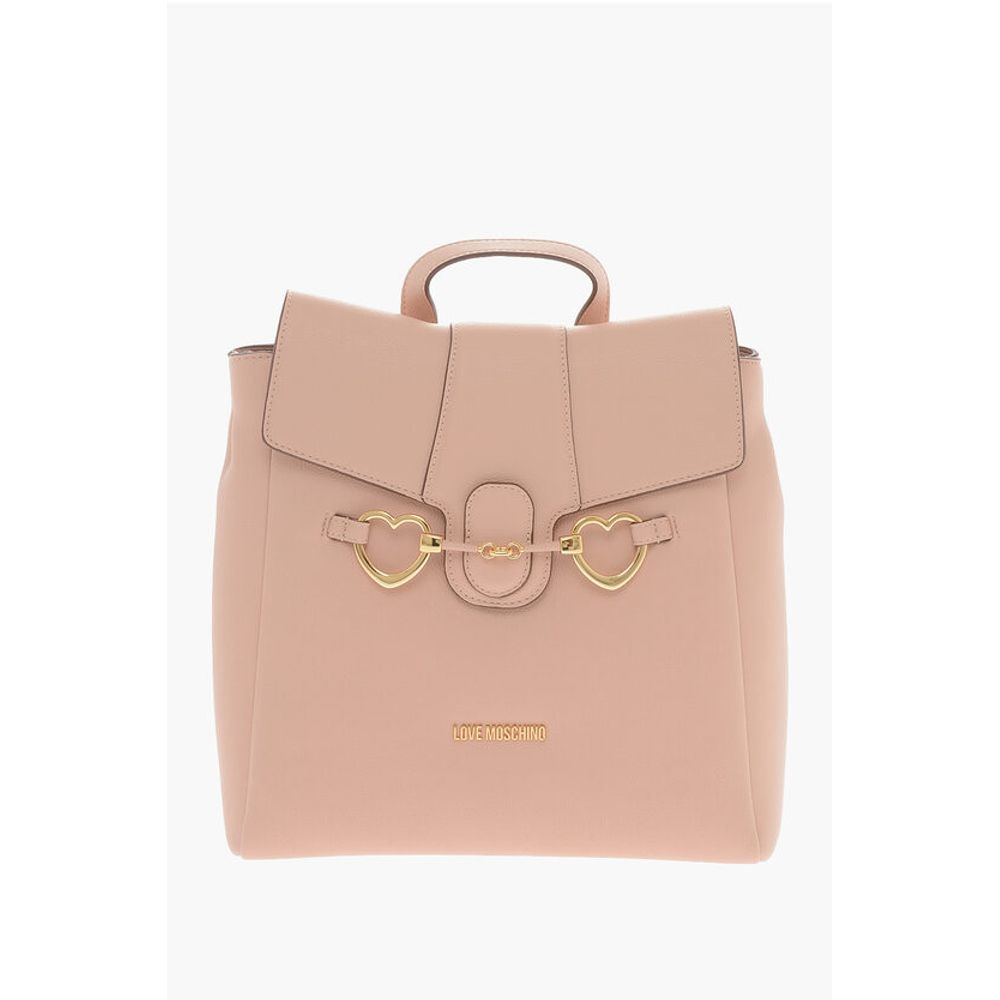LOVE Faux Leather Backpack with Heart-Shaped Clamps