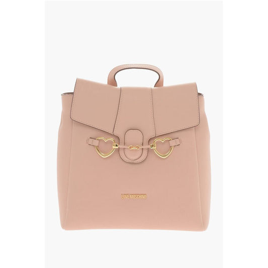 LOVE Faux Leather Backpack with Heart-Shaped Clamps