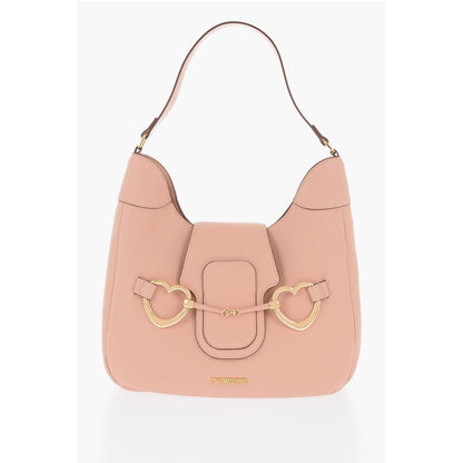 LOVE Textured Faux Leather Hobo Bag with Maxi Heart-Shaped C
