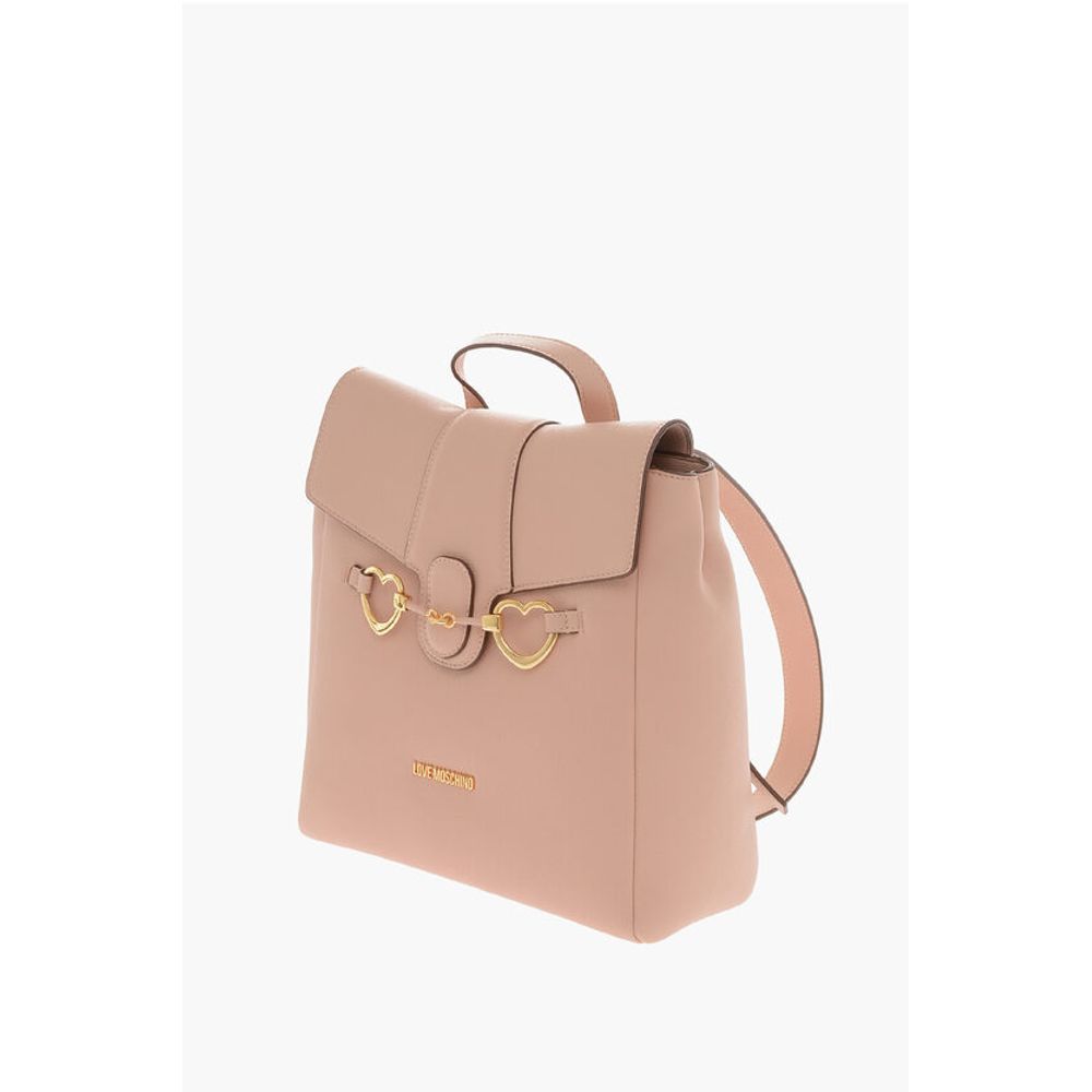 LOVE Faux Leather Backpack with Heart-Shaped Clamps