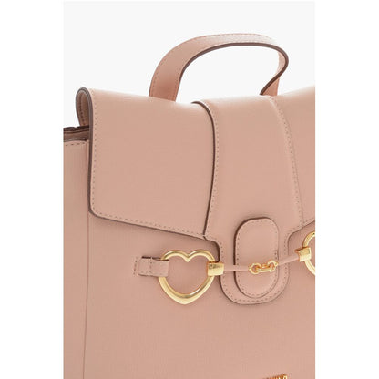 LOVE Faux Leather Backpack with Heart-Shaped Clamps