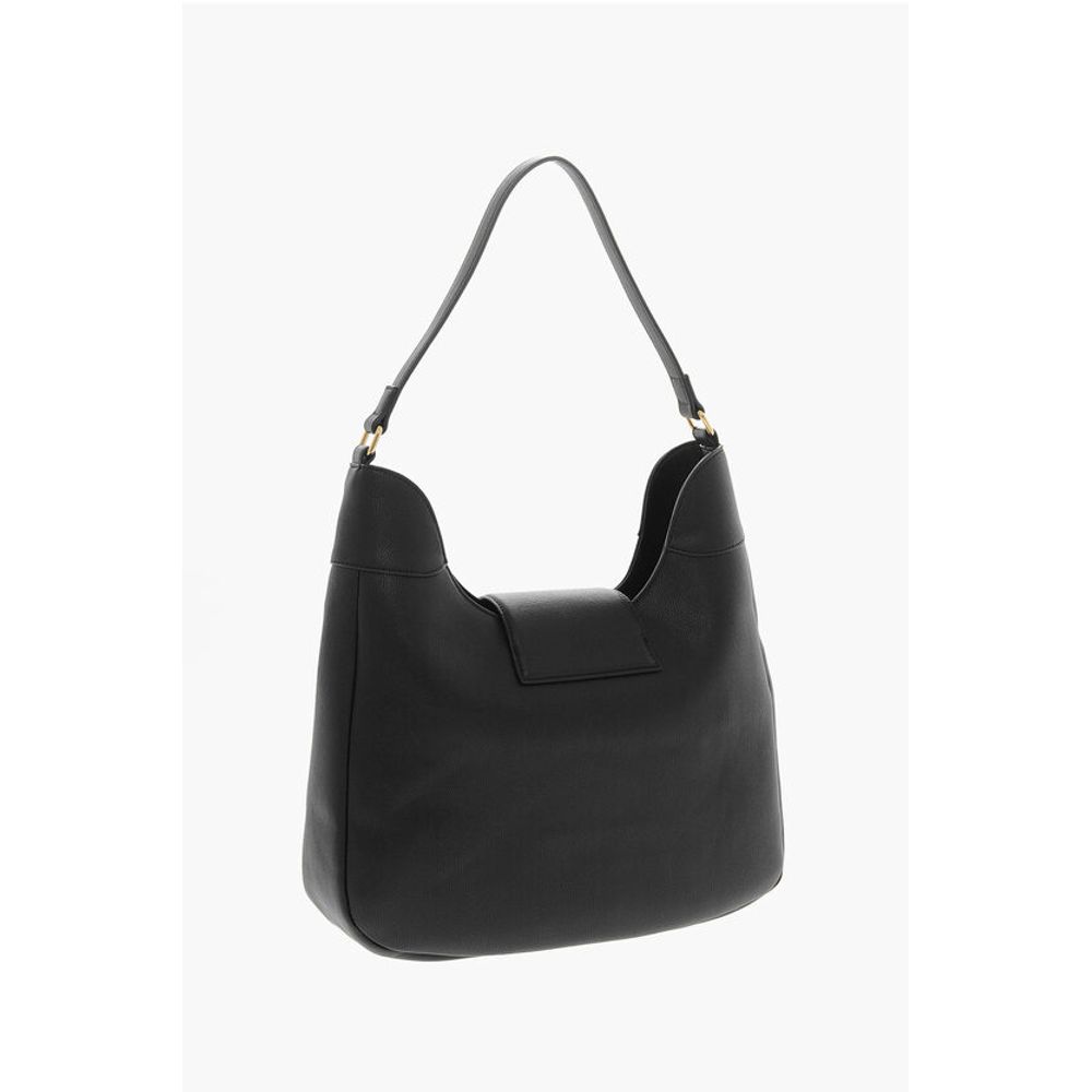 LOVE Textured Faux Leather Hobo Bag with Maxi Heart-Shaped C