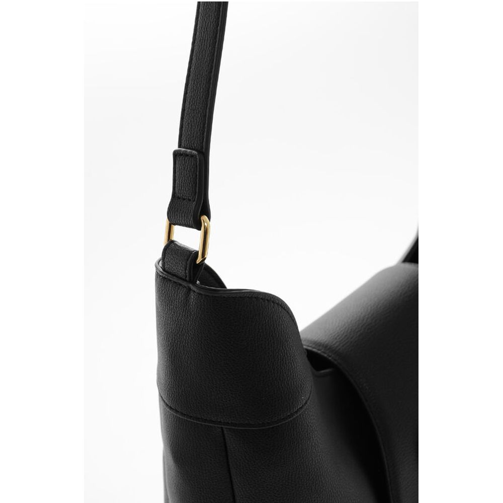 LOVE Textured Faux Leather Hobo Bag with Maxi Heart-Shaped C