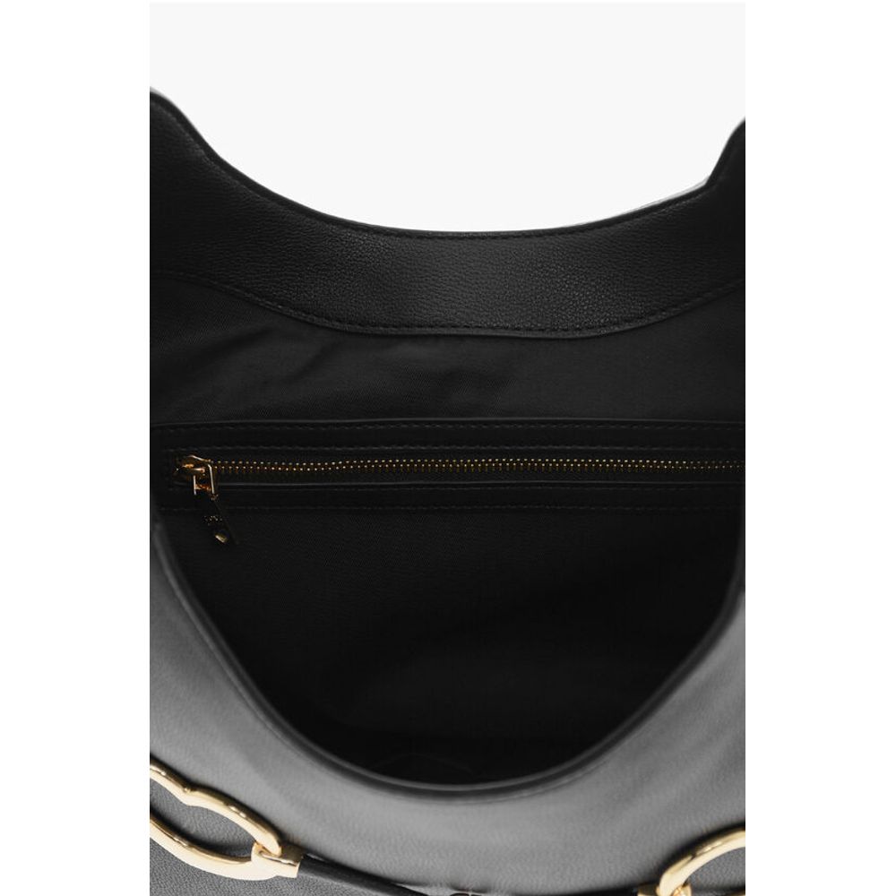 LOVE Textured Faux Leather Hobo Bag with Maxi Heart-Shaped C