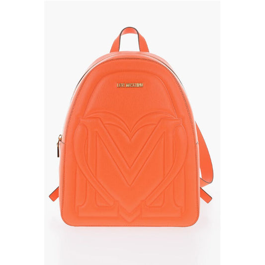 LOVE Solid Color Faux Leather Backpack with Golden Logo