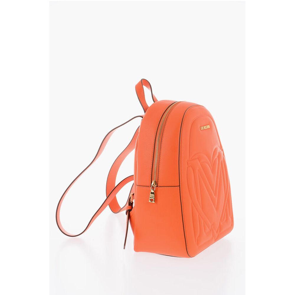 LOVE Solid Color Faux Leather Backpack with Golden Logo