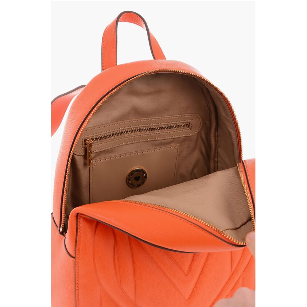 LOVE Solid Color Faux Leather Backpack with Golden Logo