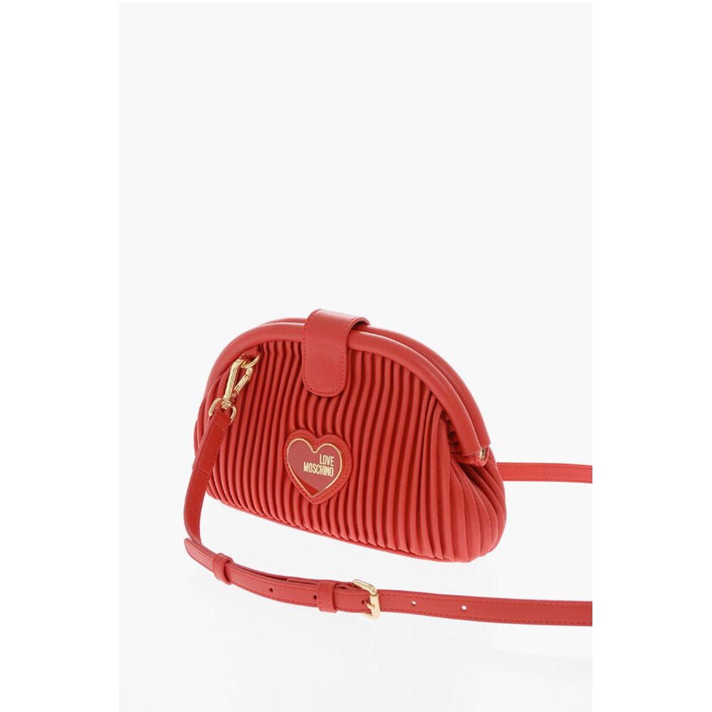 LOVE Pleated Faux Clutch with Removable Shoulder Strap
