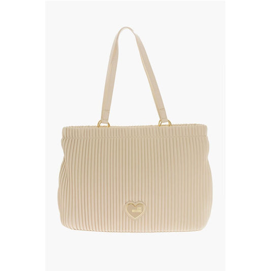 LOVE Pleated Faux Leather Tote Bag