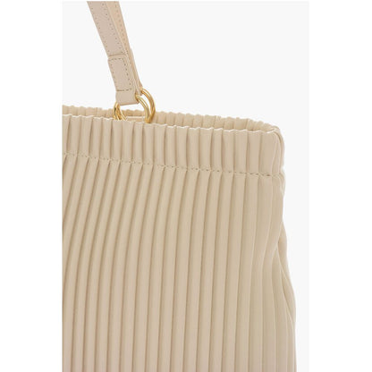 LOVE Pleated Faux Leather Tote Bag