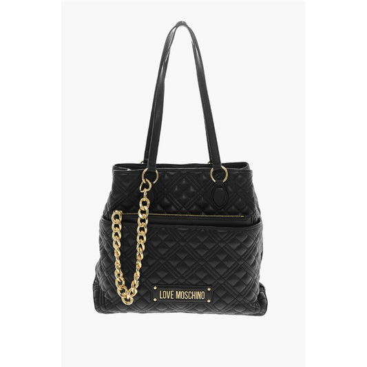LOVE Quilted Faux Leather Tote Bag with Matching Pouch