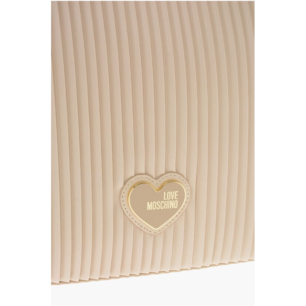 LOVE Pleated Faux Leather Tote Bag