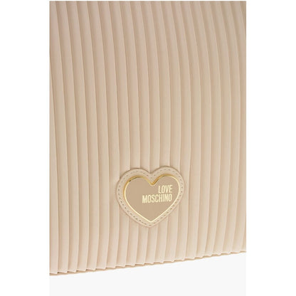 LOVE Pleated Faux Leather Tote Bag