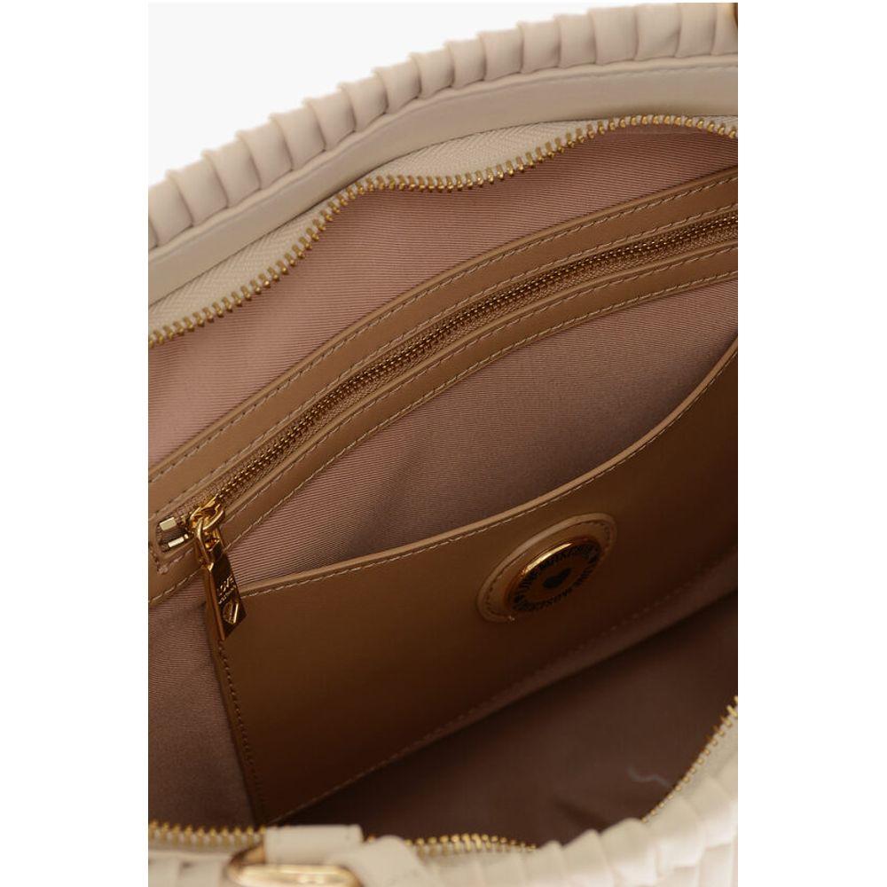 LOVE Pleated Faux Leather Tote Bag