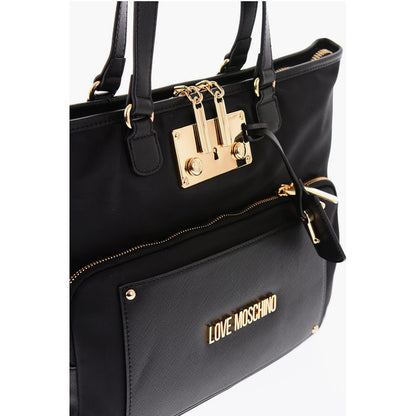 LOVE Nylon Tote Bag with Golden Details