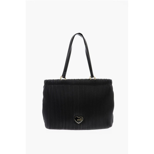 LOVE Pleated Faux Leather Tote Bag
