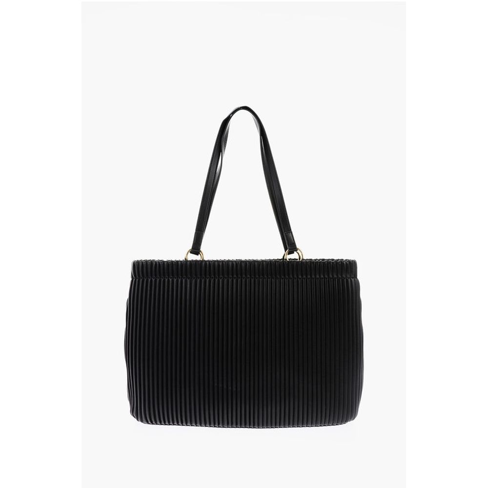 LOVE Pleated Faux Leather Tote Bag