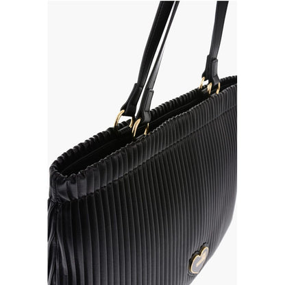 LOVE Pleated Faux Leather Tote Bag