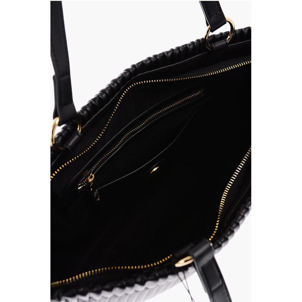 LOVE Pleated Faux Leather Tote Bag