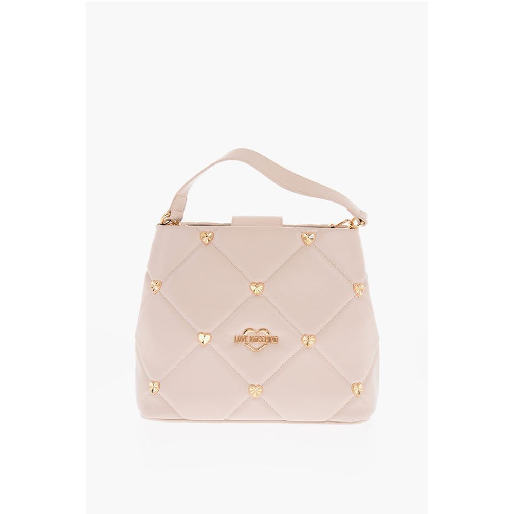 LOVE Faux Leather Quilted Bag with Golden Details and Remova