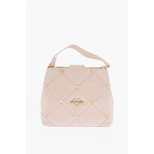 LOVE Faux Leather Quilted Bag with Golden Details and Remova