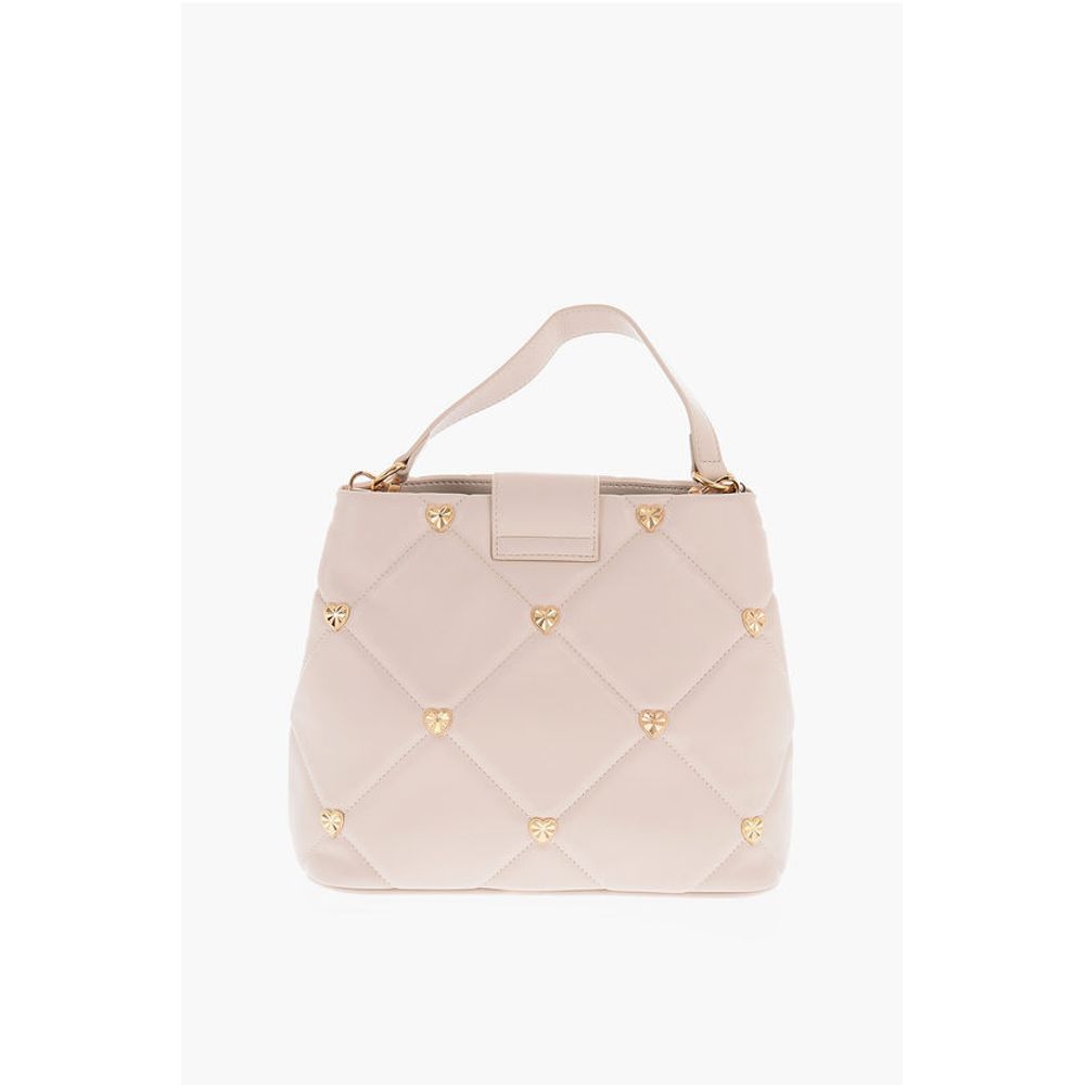 LOVE Faux Leather Quilted Bag with Golden Details and Remova