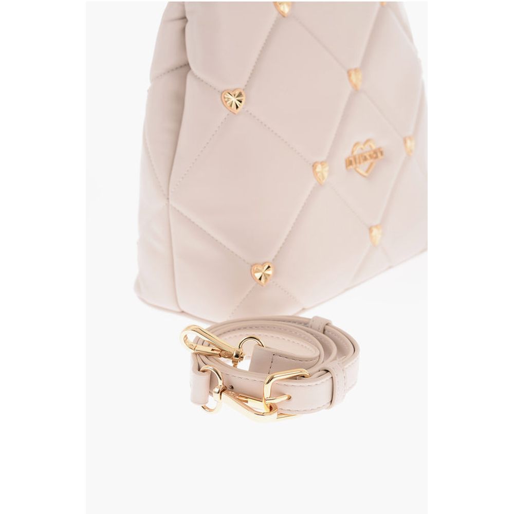 LOVE Faux Leather Quilted Bag with Golden Details and Remova