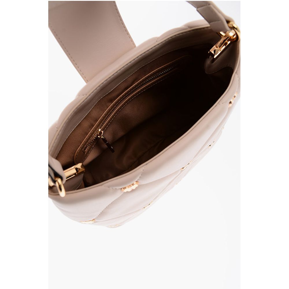 LOVE Faux Leather Quilted Bag with Golden Details and Remova