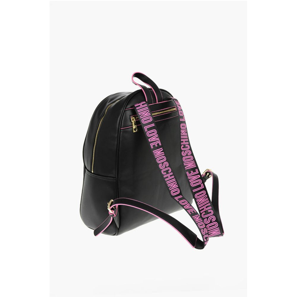 LOVE Logoed Shoulder Strap Faux Leather SAFETY Backpack