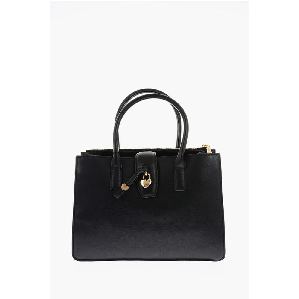 LOVE Faux Leather Tote Bag with Golden Heart Charm