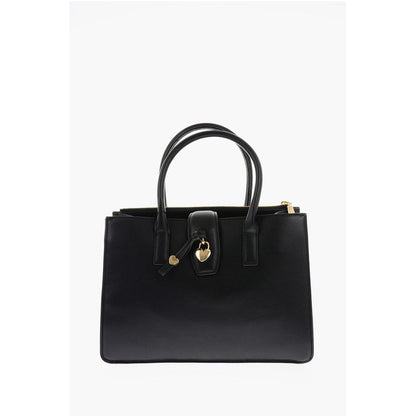 LOVE Faux Leather Tote Bag with Golden Heart Charm