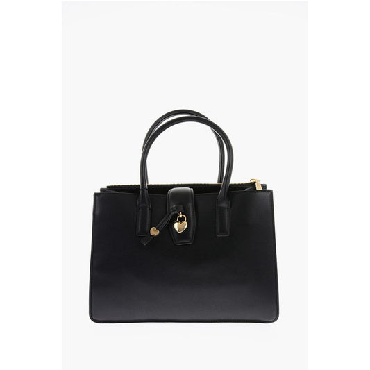 LOVE Faux Leather Tote Bag with Golden Heart Charm