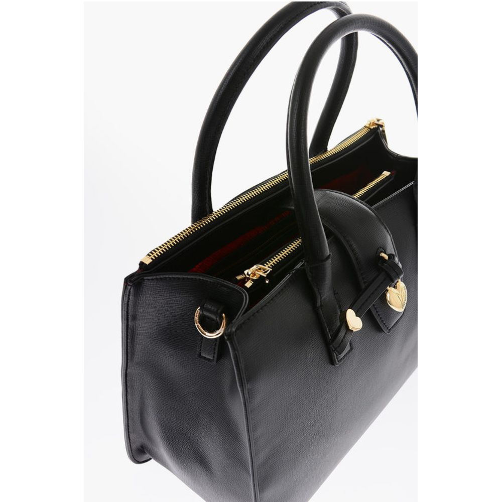 LOVE Faux Leather Tote Bag with Golden Heart Charm