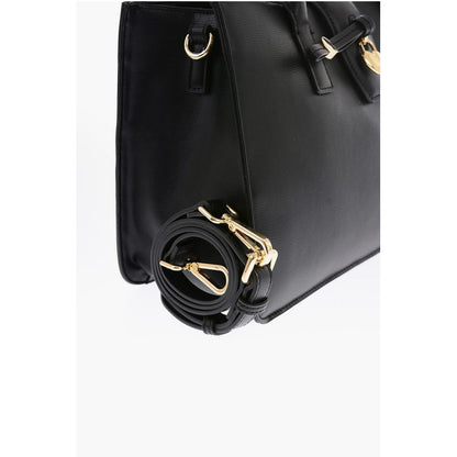 LOVE Faux Leather Tote Bag with Golden Heart Charm
