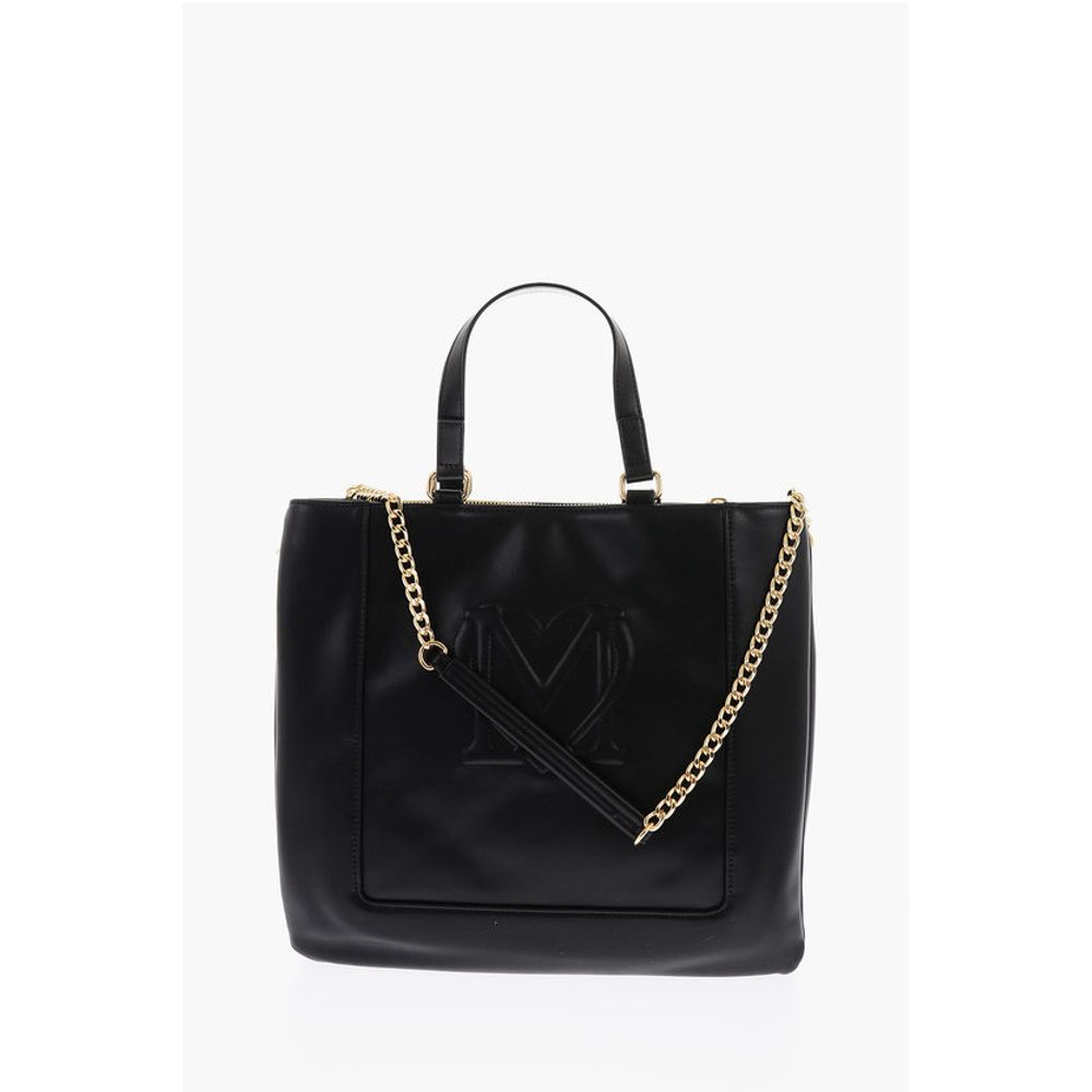 LOVE faux Leather Maxi Monogram Handle Bag with Removable Ne