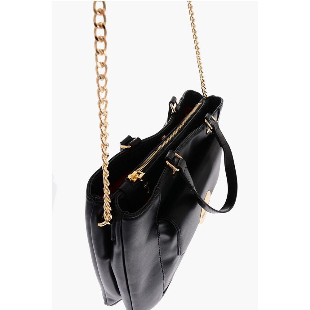 LOVE faux Leather Maxi Monogram Handle Bag with Removable Ne